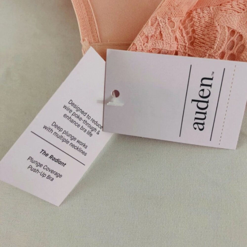 Auden Lace Lightly Lined Racerback Bra Pink/ W9E30Z  34D - Picture 3 of 5